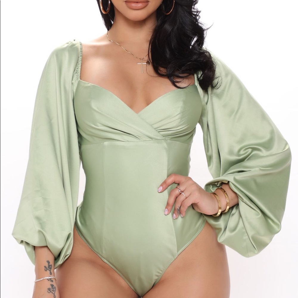 Fashion Nova Satin Bodysuit (never worn)